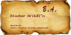 Blocher Arikán névjegykártya